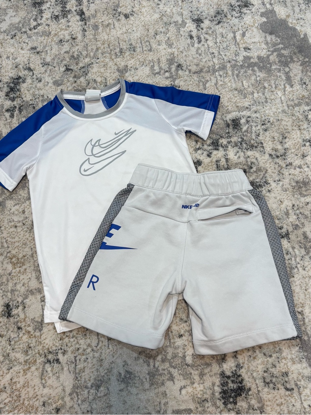 Nike White & Blue Short Sleeve Tee and Shorts Set - Picture 5 of 10
